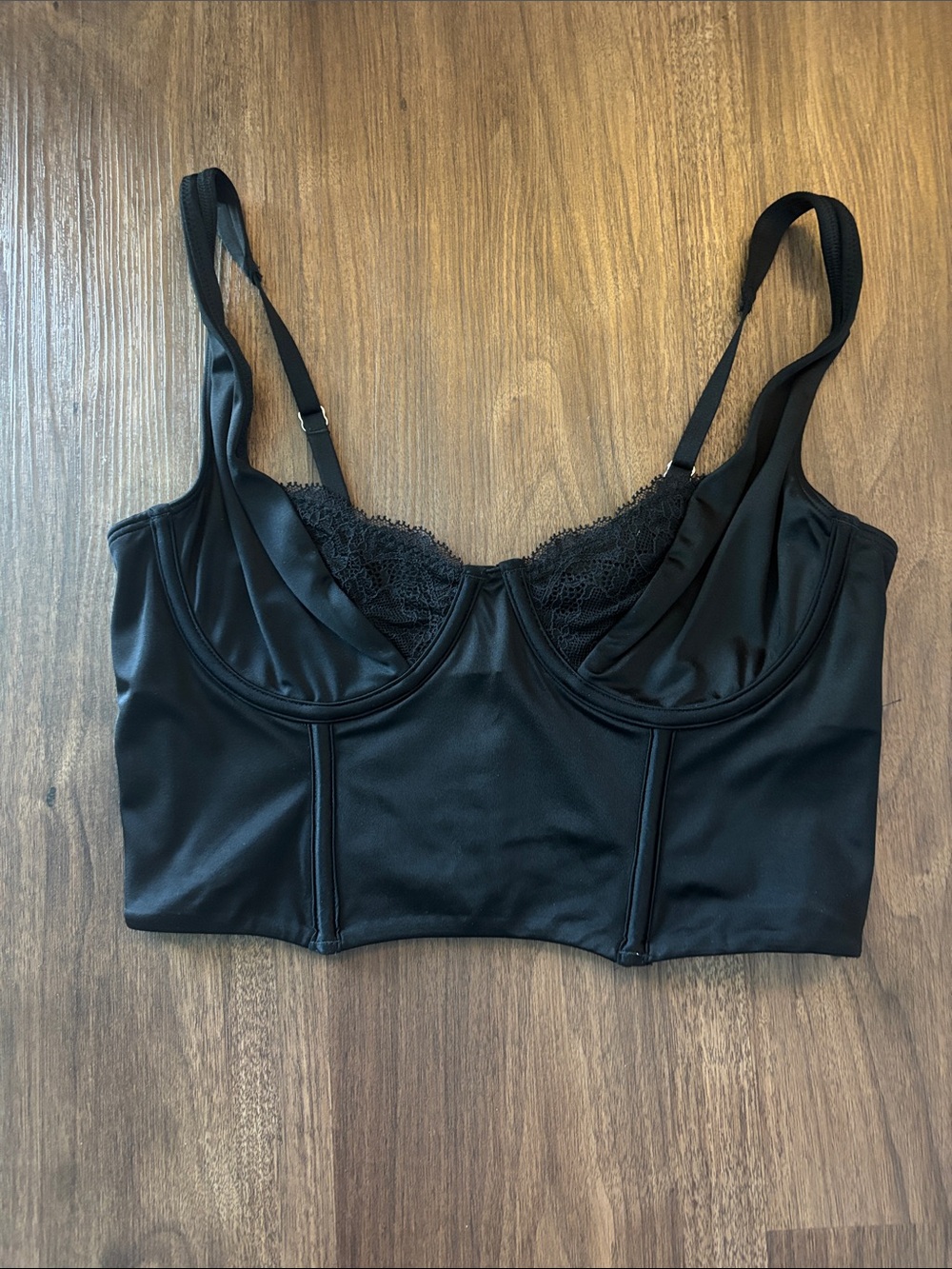 Women’s Black Longline Lace-Trim Bralette